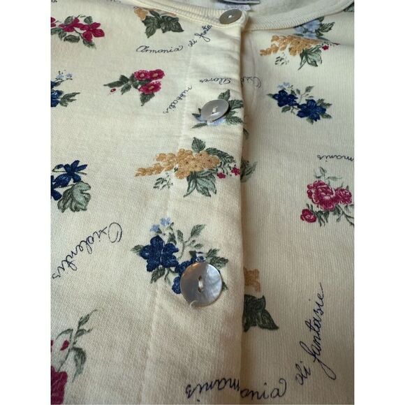 Vintage C2W Cotton To Wear Buttery Yellow Spring Floral Cardigan - Picture 4 of 9